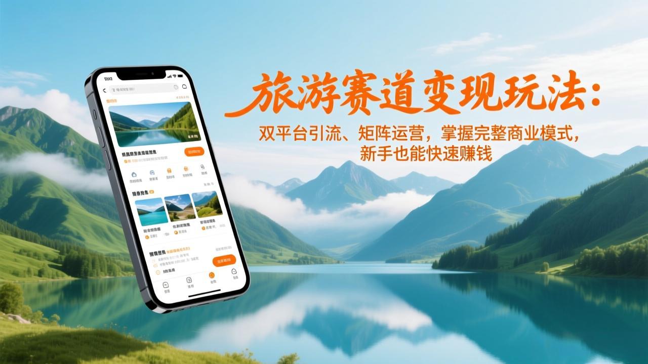 旅游赛道变现玩法：双平台引流、矩阵运营，掌握完整商业模式，新手也能快速赚钱-老莫涯