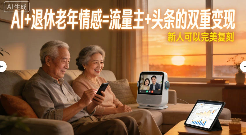 AI+退休老年情感=流量主+头条的双重变现，新人可以完美复刻-老莫涯