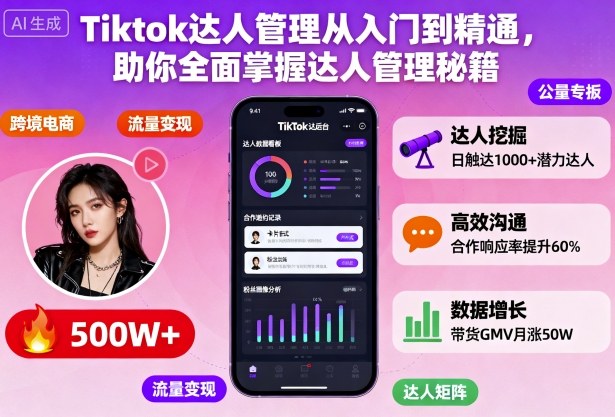 Tiktok达人管理从入门到精通，助你全面掌握达人管理秘籍-老莫涯