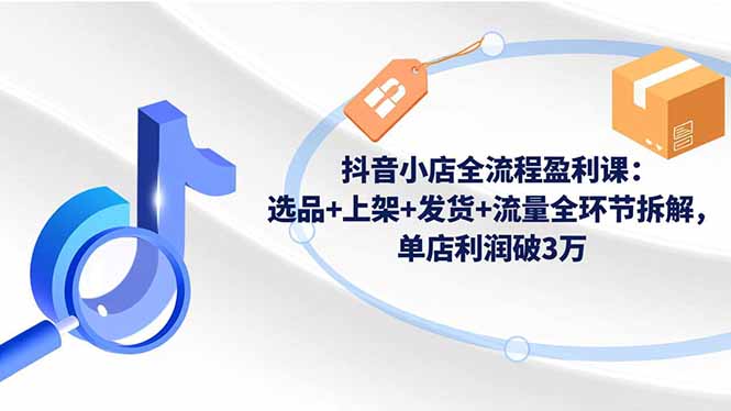 抖音小店全流程盈利课：选品+上架+发货+流量全环节拆解，单店利润破3万-老莫涯