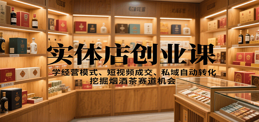 实体店创业课：学经营模式、短视频成交、私域自动转化，挖掘烟酒茶赛道机会-老莫涯