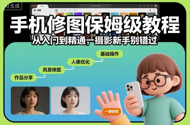 手机修图保姆级教程，从入门到精通，摄影新手别错过-老莫涯