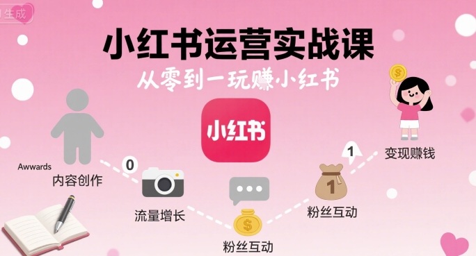 小红书运营实战课，从零到一玩賺小红书-老莫涯