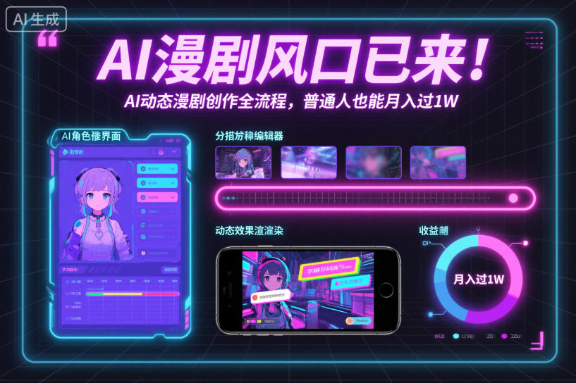 AI漫剧风口已来！AI动态漫剧创作全流程，普通人也能月入过1W-老莫涯