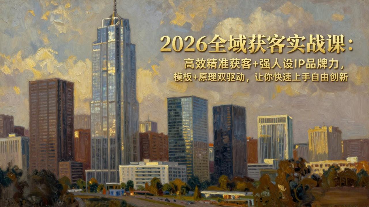 2026全域获客实战课：高效精准获客+强人设IP品牌力，模板+原理双驱动，让你快速上手自由创新-老莫涯
