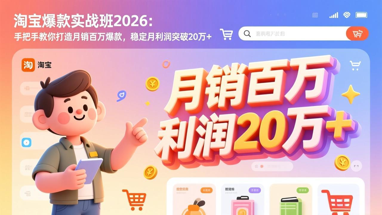 淘宝爆款实战班-2026年3月更新：手把手教你打造月销百万爆款，稳定月利润突破20万+-老莫涯