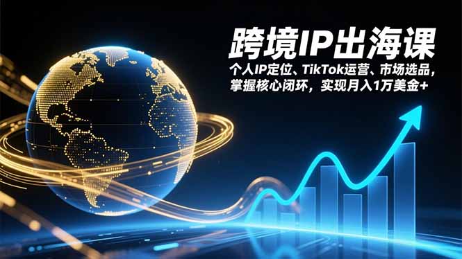 跨境IP出海课，个人IP定位、TikTok运营、市场选品，掌握核心闭环，实现月入1万美金+-老莫涯