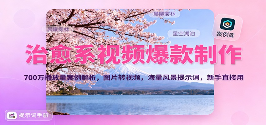 治愈系视频爆款制作，700万播放量案例解析，图片转视频，海量风景提示词，新手直接用-老莫涯