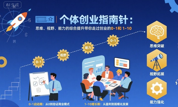 个体创业指南针，思维、视野、能力的综合提升带你走过创业的0-1和1-10【音频】-老莫涯