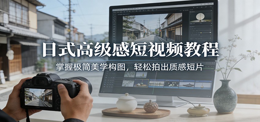 日式高级感短视频教程：掌握极简美学构图，轻松拍出质感短片-老莫涯