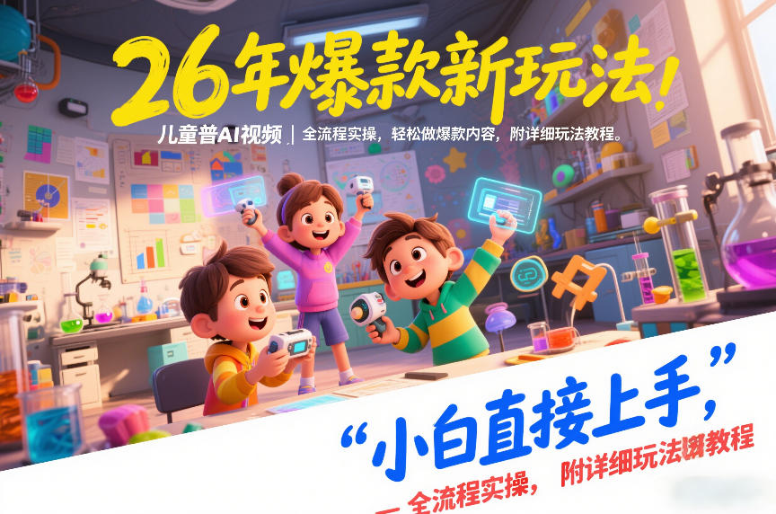 26年爆款新玩法，儿童科普AI视频，全流程实操，轻松做爆款内容，小白直接上手，附详细玩法教程-老莫涯
