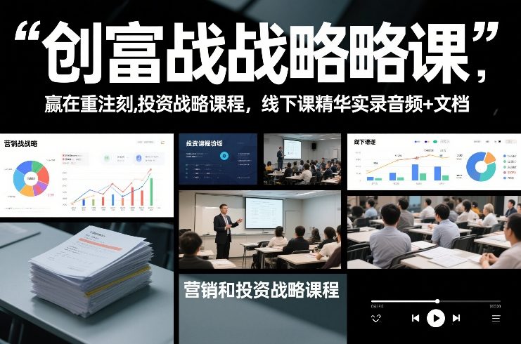 创富战略课，赢在重注时刻，营销和投资战略课程，线下课精华实录音频+文档-老莫涯