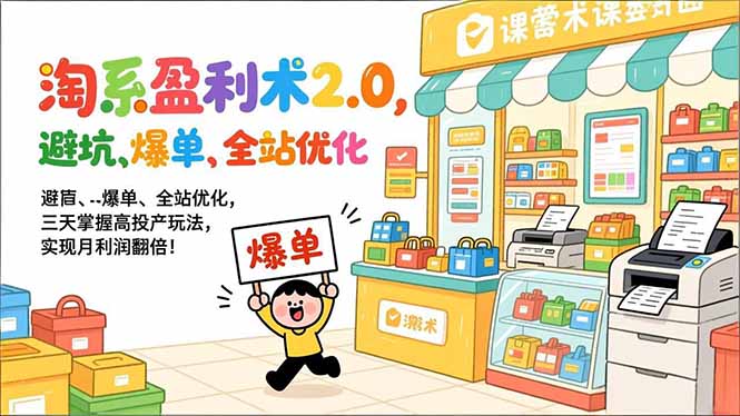 淘系盈利术2.0，避坑、爆单、全站优化，三天掌握高投产玩法，实现月利润翻倍！-老莫涯