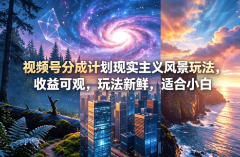 视频号分成计划现实主义风景玩法，收益可观，玩法新鲜，适合小白-老莫涯