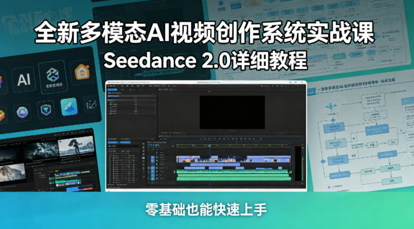 全新多模态AI视频创作系统实战课，Seedance 2.0详细教程，零基础也能快速上手-老莫涯