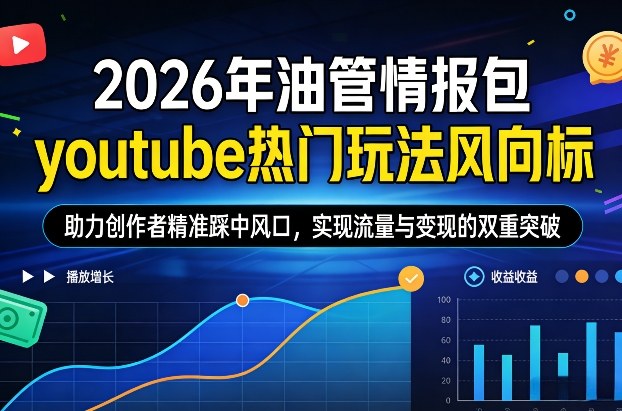 2026年油管情报包，youtube热门玩法风向标，助力创作者精准踩中风口，实现流量与变现的双重突破-老莫涯