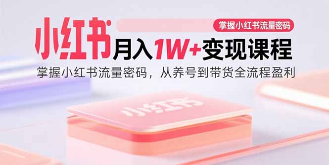 小红书月入1W+变现课程：掌握小红书流量密码，从养号到带货全流程盈利-老莫涯