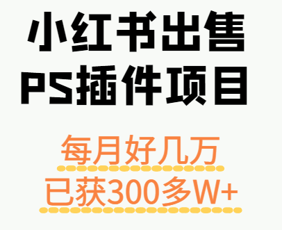 小红书出售PS插件项目，每月都收入好几万，长期操作已获利300多W+-老莫涯