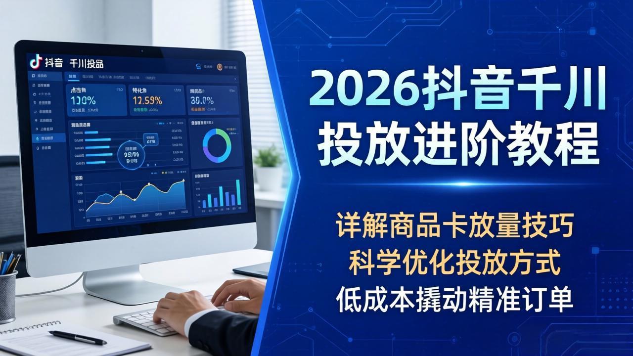2026抖音千川投放进阶教程，详解商品卡放量技巧，科学优化投放方式，低成本撬动精准订单-老莫涯