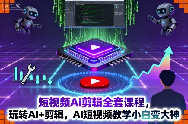 短视频Ai剪辑全套课程，玩转AI+剪辑，AI短视频教学小白变大神-老莫涯