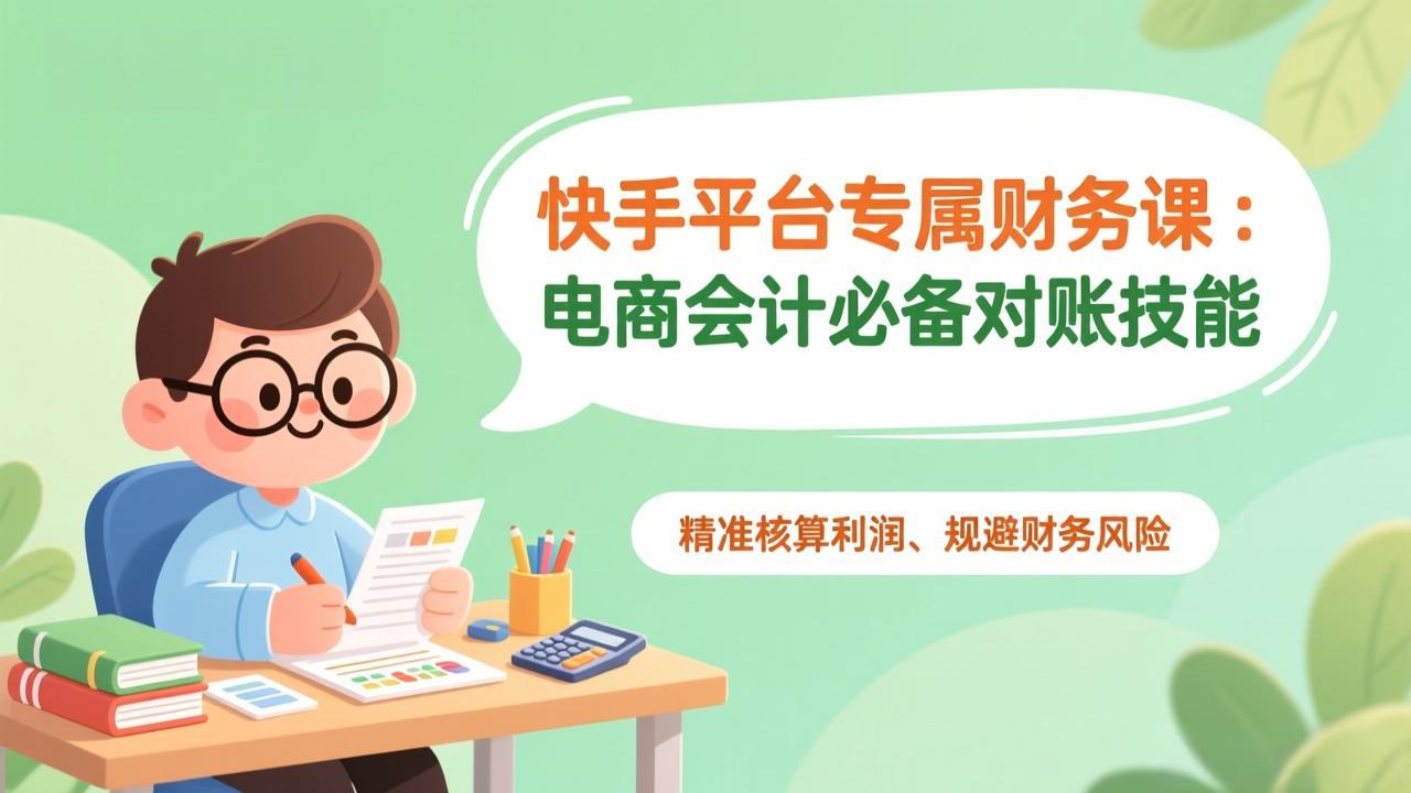 快手平台专属财务课：电商会计必备对账技能，精准核算利润、规避财务风险-老莫涯