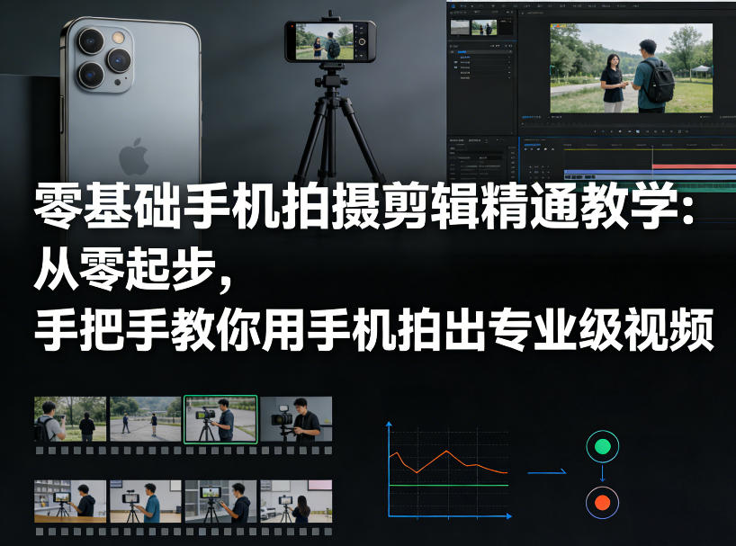 零基础手机拍摄剪辑精通教学：从零起步，手把手教你用手机拍出专业级视频-老莫涯