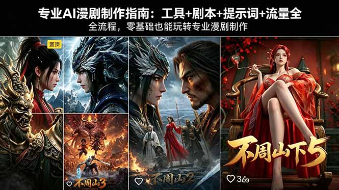专业AI漫剧制作指南：工具+剧本+提示词+流量全流程，零基础也能玩转专业漫剧制作-老莫涯
