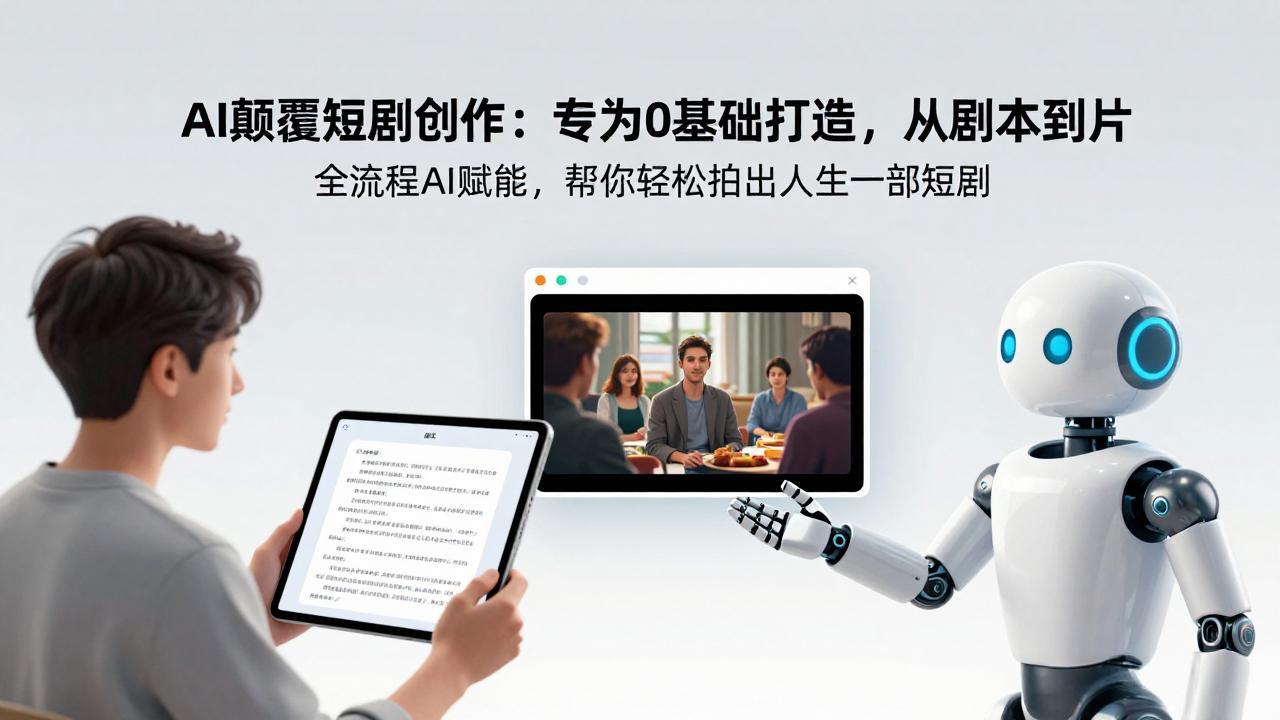 AI颠覆短剧创作：专为0基础打造，从剧本到成片全流程AI赋能，帮你轻松拍出人生第一部短剧-老莫涯