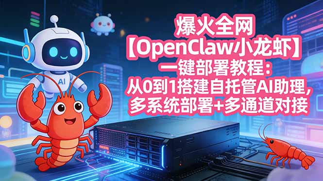 爆火全网【OpenClaw 小龙虾】一键部署教程：从0到1搭建自托管AI助理，多系统部署+多通道对接-老莫涯