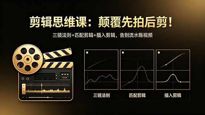 剪辑思维课：颠覆先拍后剪！三镜法则+匹配剪辑+插入剪辑，告别流水账视频-老莫涯