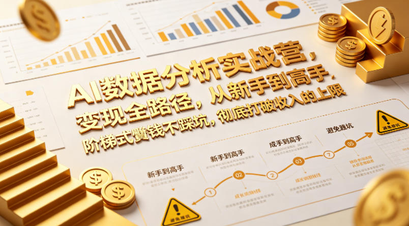 AI数据分析实战营，变现全路径，从新手到高手，阶梯式賺钱不踩坑，彻底打破收入的上限-老莫涯