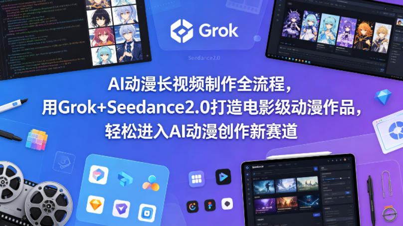 AI动漫长视频制作全流程，用Grok+Seedance2.0打造电影级动漫作品，轻松进入AI动漫创作新赛道-老莫涯