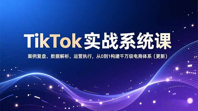 TikTok实战系统课，案例复盘、数据解析、运营执行，从0到1构建千万级电商体系(更新-老莫涯