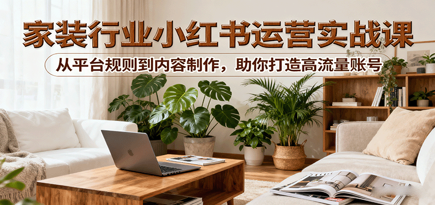 小红书家装行业运营实战课：从平台规则到内容制作，助你打造高流量账号-老莫涯