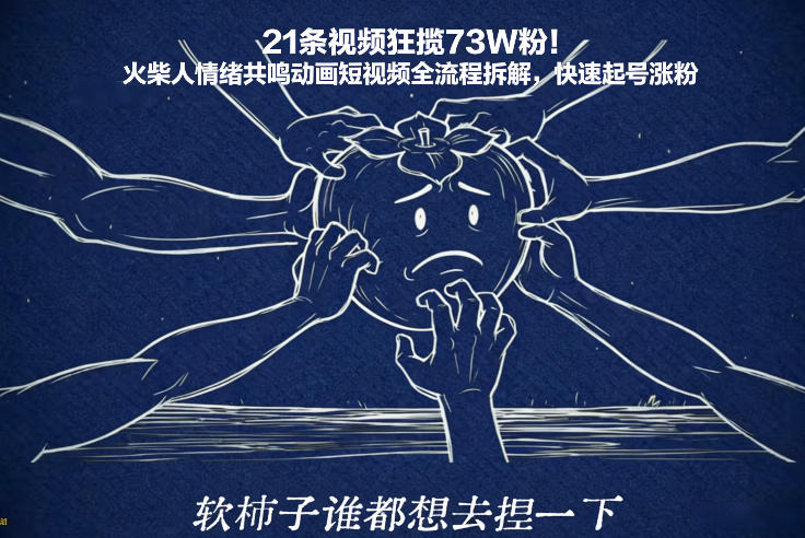 21条视频狂揽73W粉！火柴人情绪共鸣动画短视频全流程拆解，快速起号涨粉-老莫涯