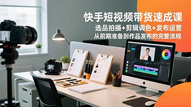 快手短视频带货速成课，选品拍摄+剪辑调色+发布运营，从前期准备到作品发布的完整流程-老莫涯
