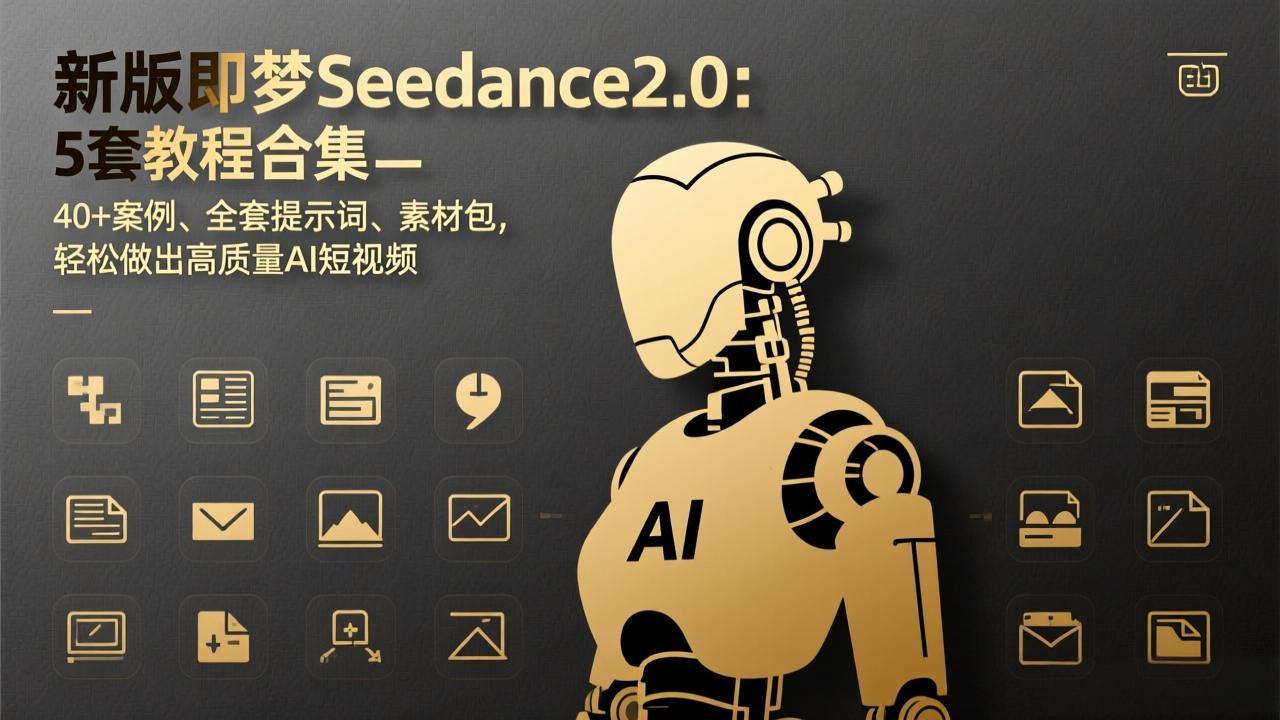 新版即梦Seedance2.0：5套教程合集，40+案例、全套提示词、素材包，轻松做出高质量AI短视频-老莫涯