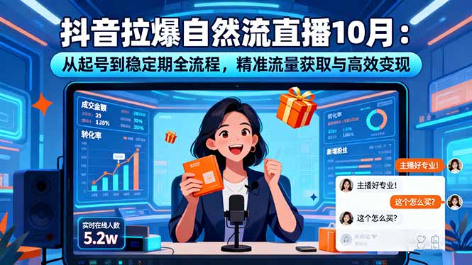 抖音拉爆自然流直播10月：从起号到稳定期全流程，精准流量获取与高效变现-老莫涯