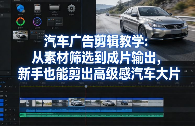 汽车广告剪辑教学：从素材筛选到成片输出，新手也能剪出高级感汽车大片-老莫涯