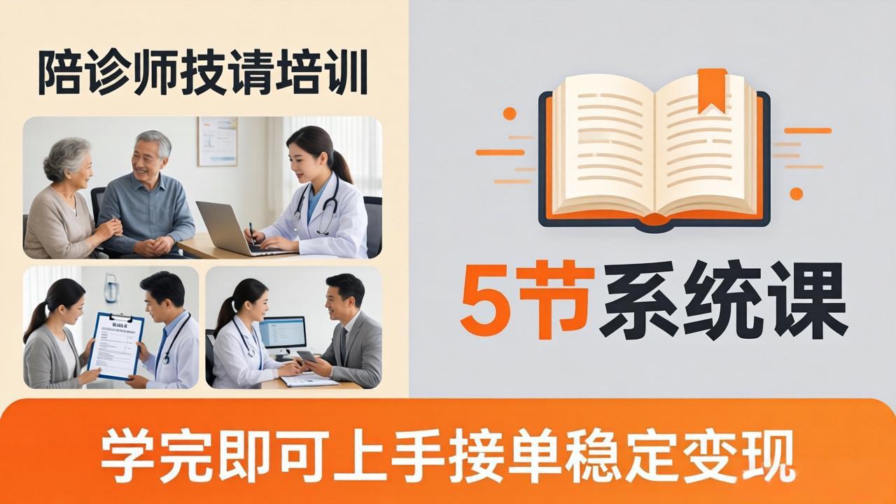 想做陪诊师不知从何下手？5节系统课教你掌握核心技能，学完即可上手接单稳定变现-老莫涯