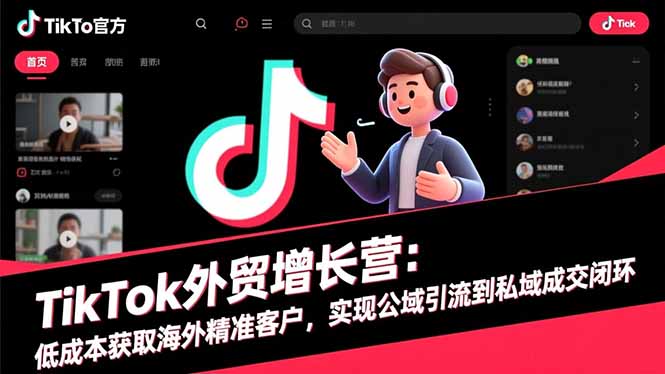 TikTok外贸增长营：低成本获取海外精准客户，实现公域引流到私域成交闭环-老莫涯