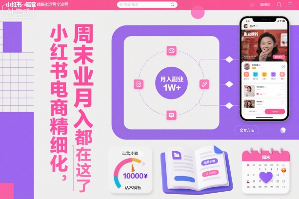 小红书电商精细化运营全流程，周末副业月入1W+，全套方法都在这了-老莫涯