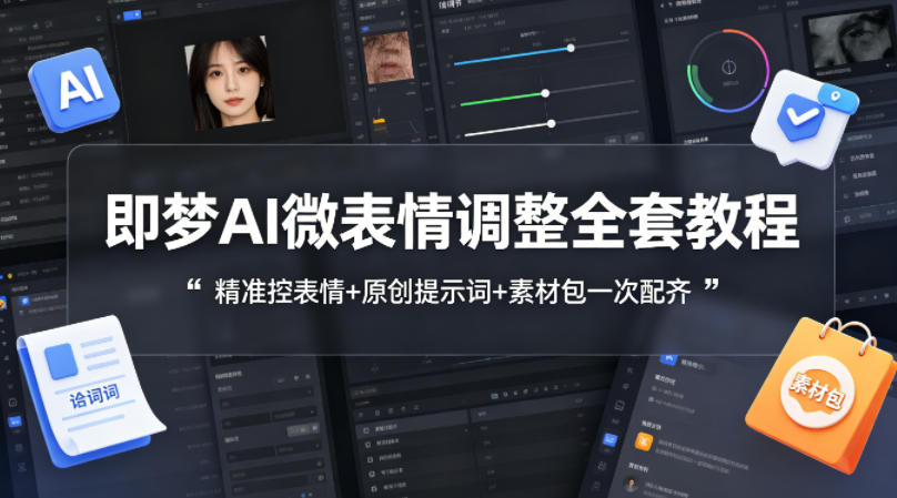 即梦AI微表情调整全套教程，精准控表情+原创提示词+素材包一次配齐-老莫涯
