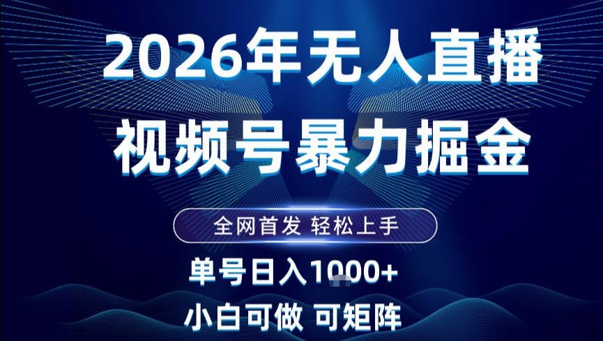 2026最新视频号无人直播掘金，全网首发，小白可以玩，长期稳定日入1k+【揭秘】-老莫涯