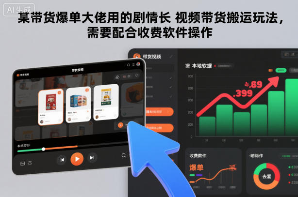 某带货爆单大佬用的剧情长视频带货搬运玩法，需要配合收费软件操作-老莫涯