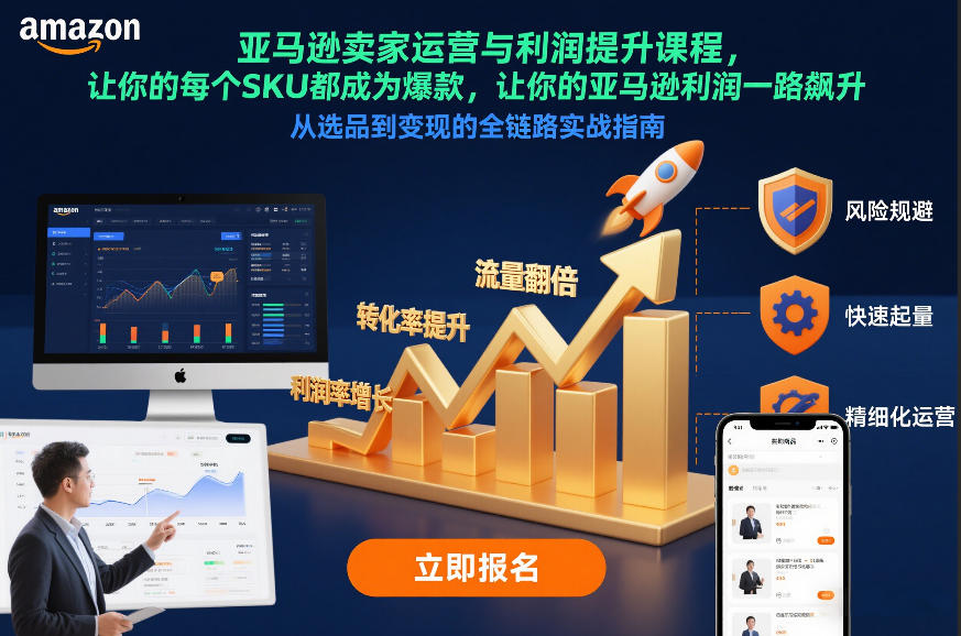 亚马逊卖家运营与利润提升课程，让你的每个SKU都成为爆款，让你的亚马逊利润一路飙升(更新26年3月)-老莫涯