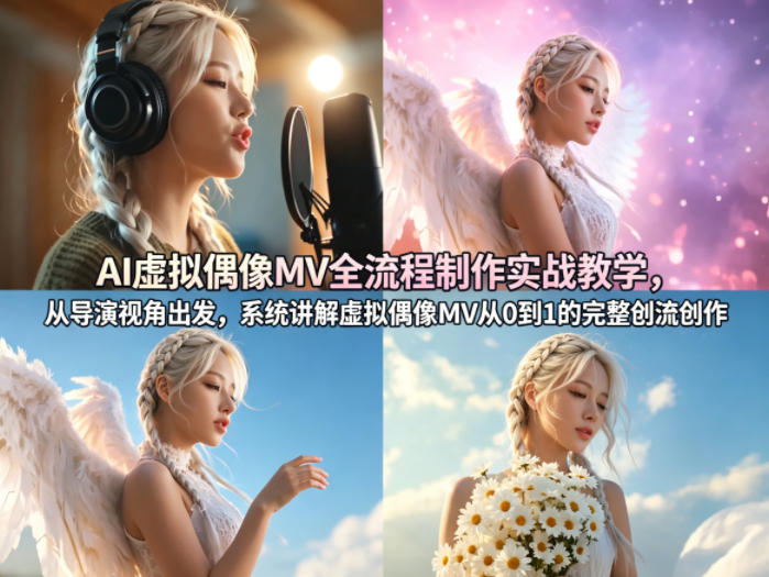 AI虚拟偶像MV全流程制作实战教学，从导演视角出发，系统讲解虚拟偶像MV从0到1的完整创作流程-老莫涯