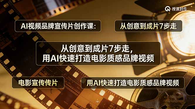 AI视频品牌宣传片创作课：从创意到成片7步走，用AI快速打造电影质感品牌视频-老莫涯