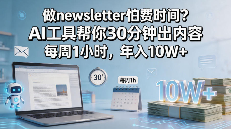 做newsletter怕费时间？AI工具帮你30分钟出内容，每周1小时，年入10W+！【原创双语字幕】-老莫涯