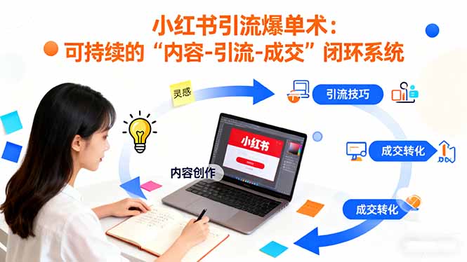 小红书引流爆单术：构建一套低成本 可持续的“内容-引流-成交”闭环系统-老莫涯